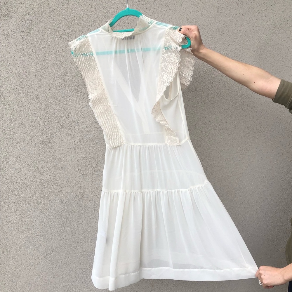 Sandro Paris sheer midi dress with lace detail size 2 - Picture 9 of 16